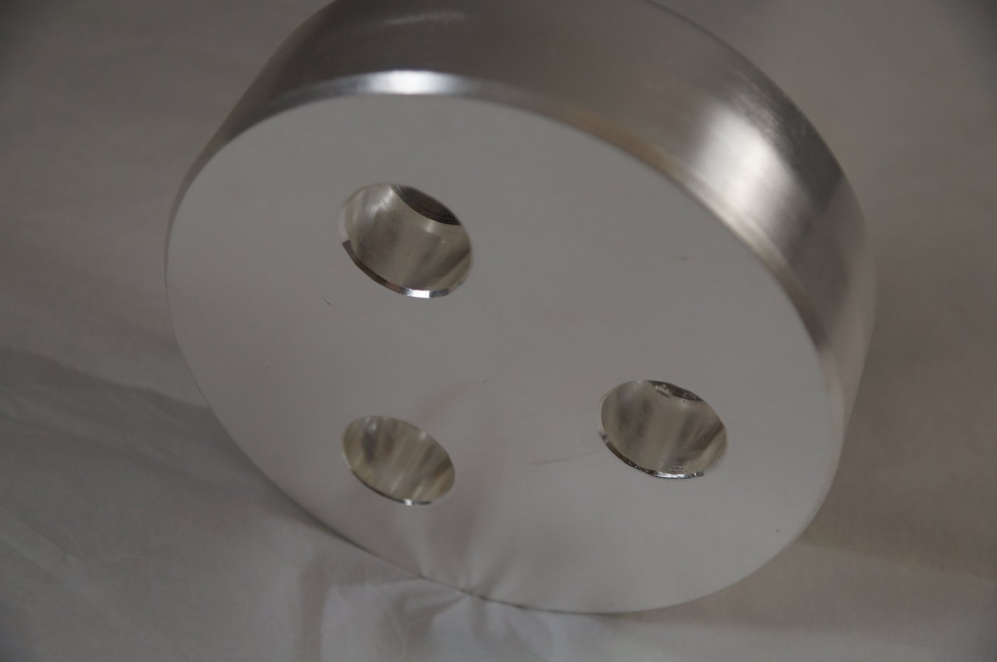 Plated component, angled view of the bored holes